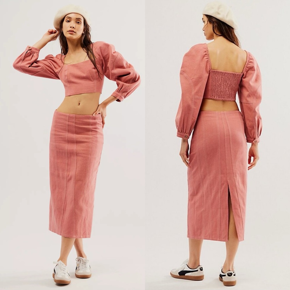 Free People Marley Denim Set in Rose Smoke